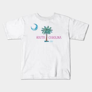 South Carolina Palmetto Tree and Moon by Jan Marvin Kids T-Shirt